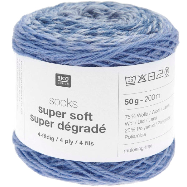 RICO DESIGNS Chaussettes Super Soft Super Degrade 4ply - Bleu