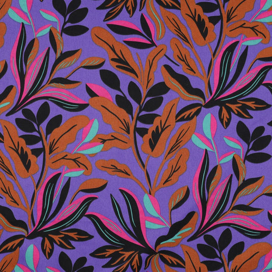 COTTON SATIN LUSH LEAVES NERIDA HANSEN - PURPLE