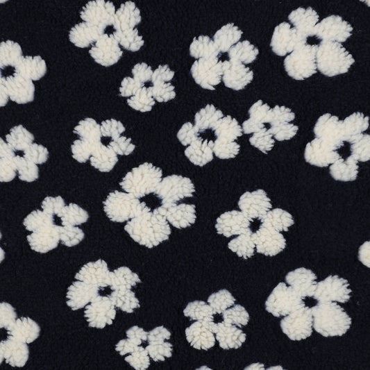 TEDDY FLOWERS Sherpa - NAVY - Poppy Fabrics
