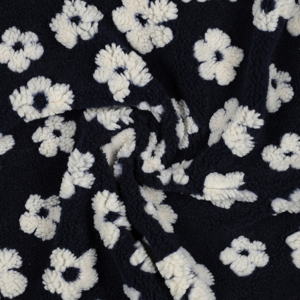 TEDDY FLOWERS Sherpa - NAVY - Poppy Fabrics