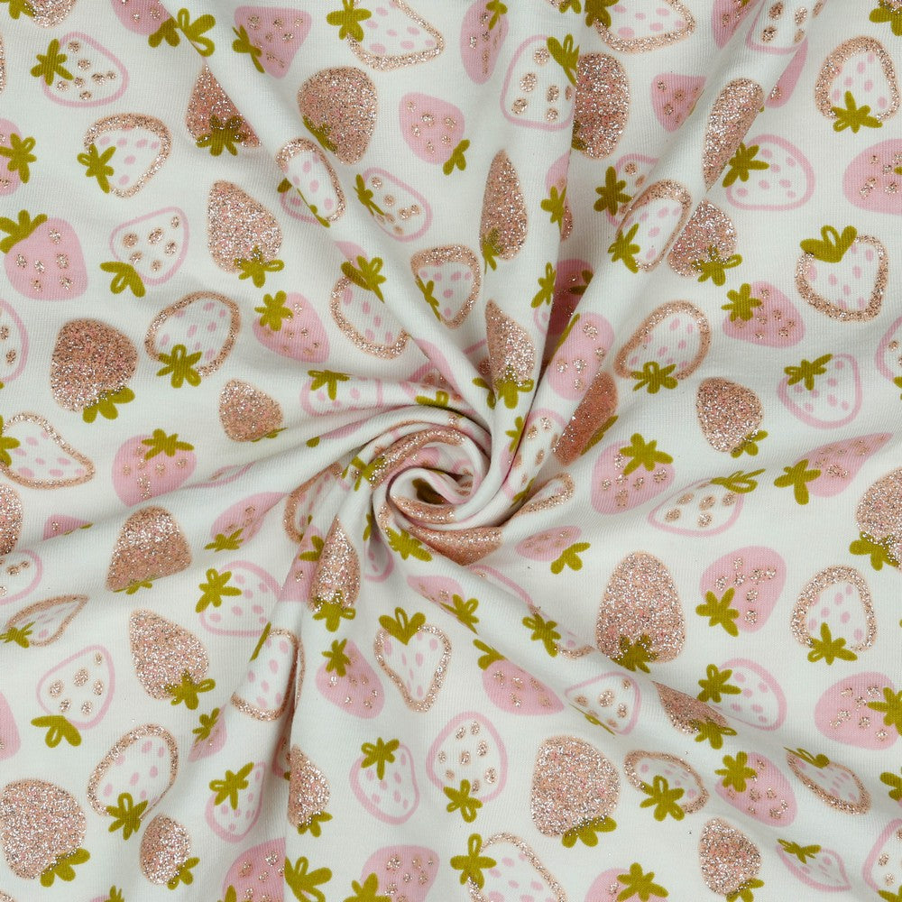 JERSEY GLITTER FRAISE - Poppy Fabrics