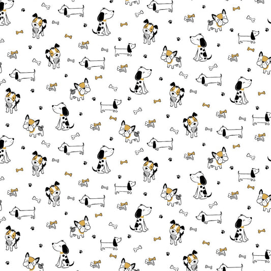 Chiots en popeline blanche - Poppy Fabrics