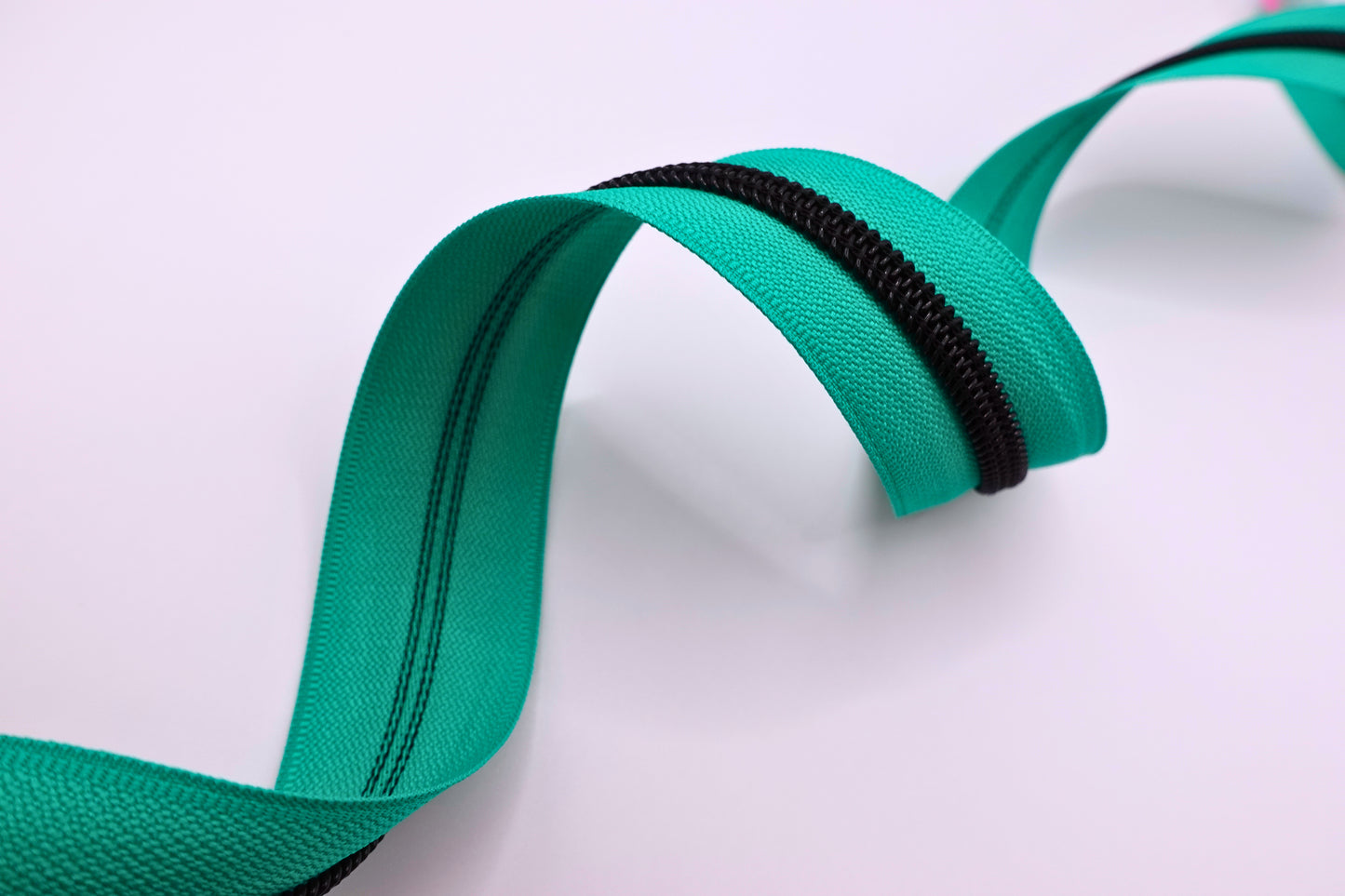 Teal Zipper Tape Black Teeth Zipper Tape # 5 Zipper (1 Meter)