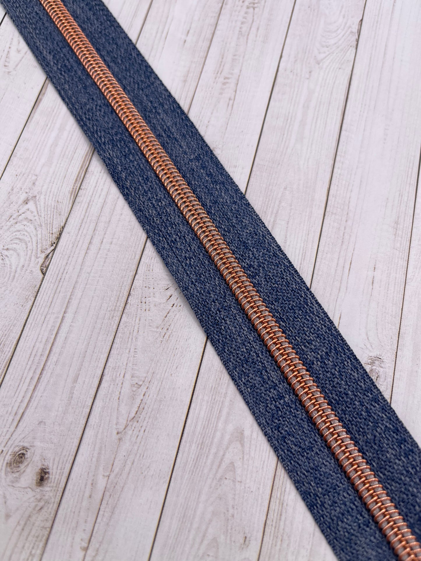 Denim - Rose Gold Zipper Tape # 5 Zipper (1 Meter)