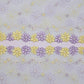 Mint Tulle Purple Yellow Daisy - Embroidered Tulle Lace (mirrored)