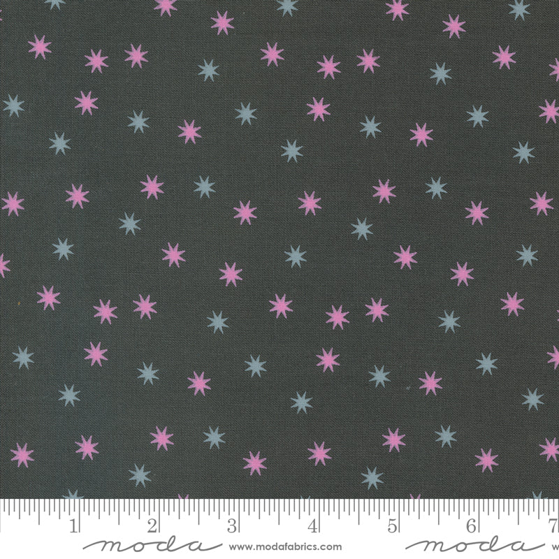 Hey Boo - Purple & grey stars on black - Moda