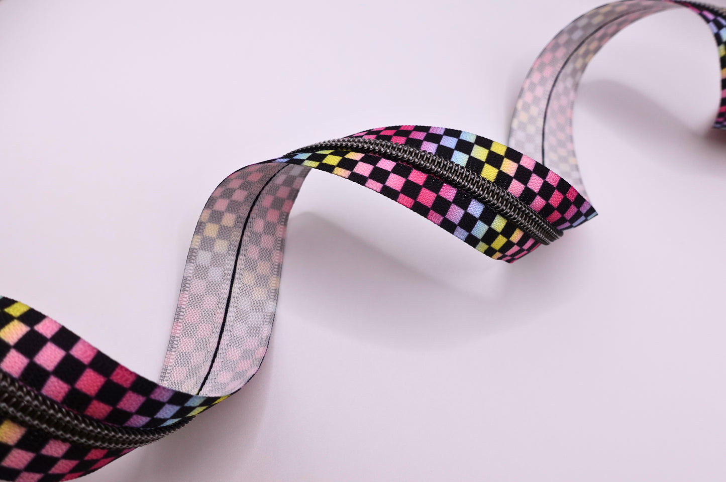 Rainbow Checkerboard Zipper Tape # 5 Zipper (1 Meter)