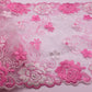Pink and White Rose - Embroidered Tulle Lace