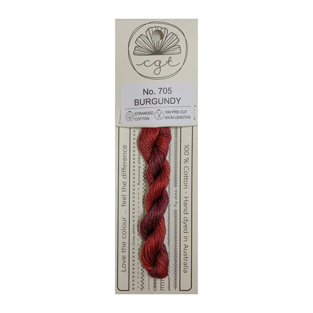 705 Burgundy  - Pre-cut floss - Cottage Garden Threads