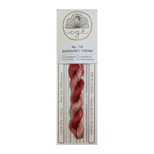 706 Burgundy Cream  - Pre-cut floss - Cottage Garden Threads