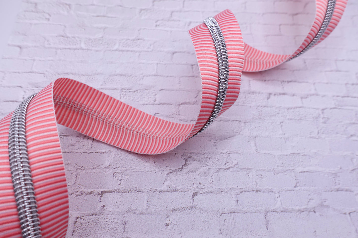 Pink Striped Zipper Tape # 5 Zipper (1 Meter)