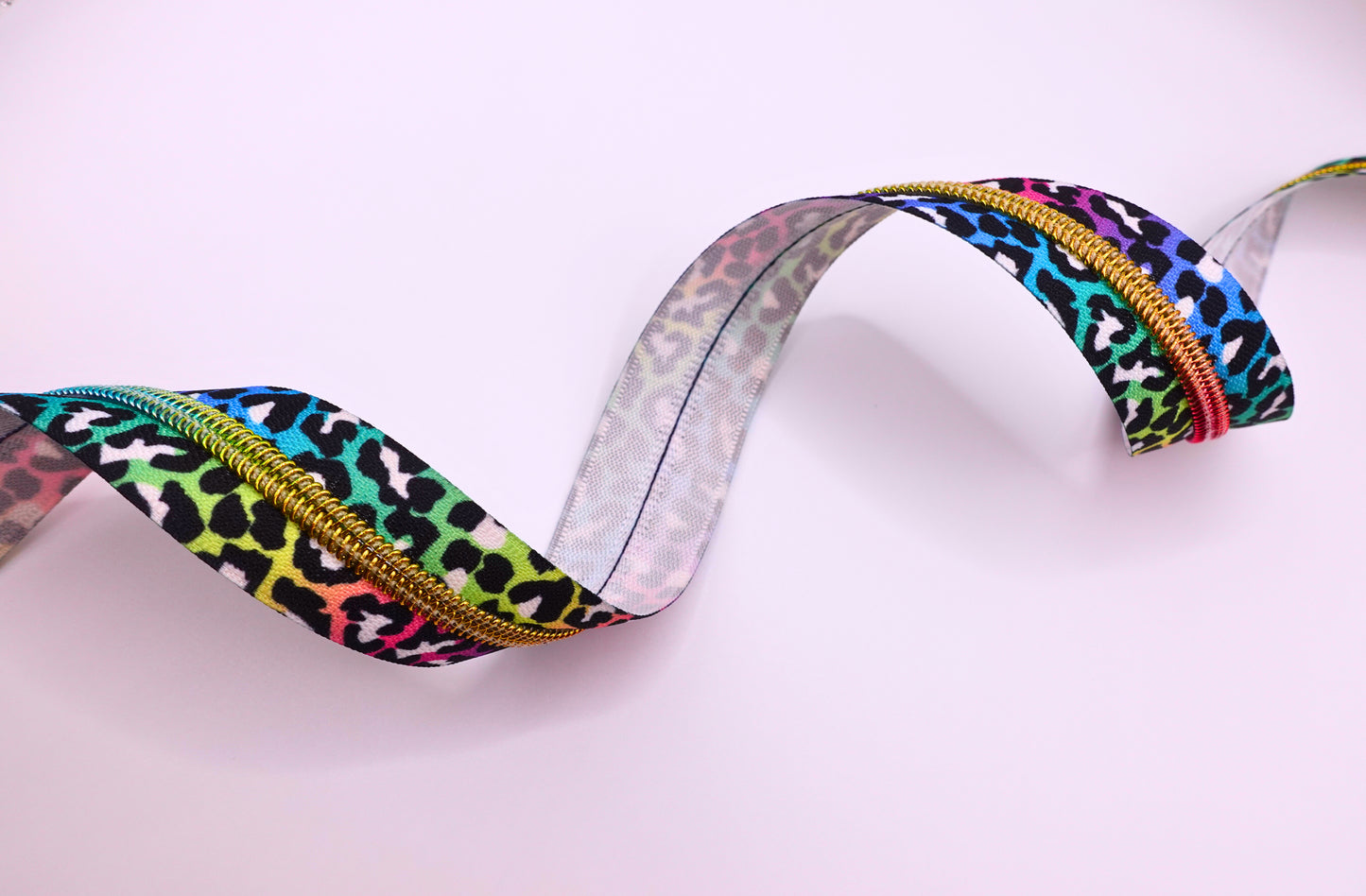 Rainbow Cheetah Zipper Tape #5 Zipper (1 Meter)