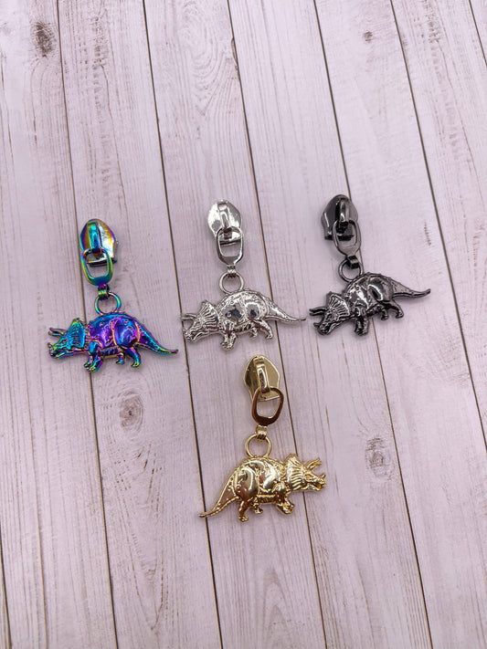 Dino Triceratops Zipper Pulls (#5 Zippers)