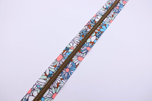 Fun Coloured Daisy Zipper Tape # 5 Zipper (1 Meter)