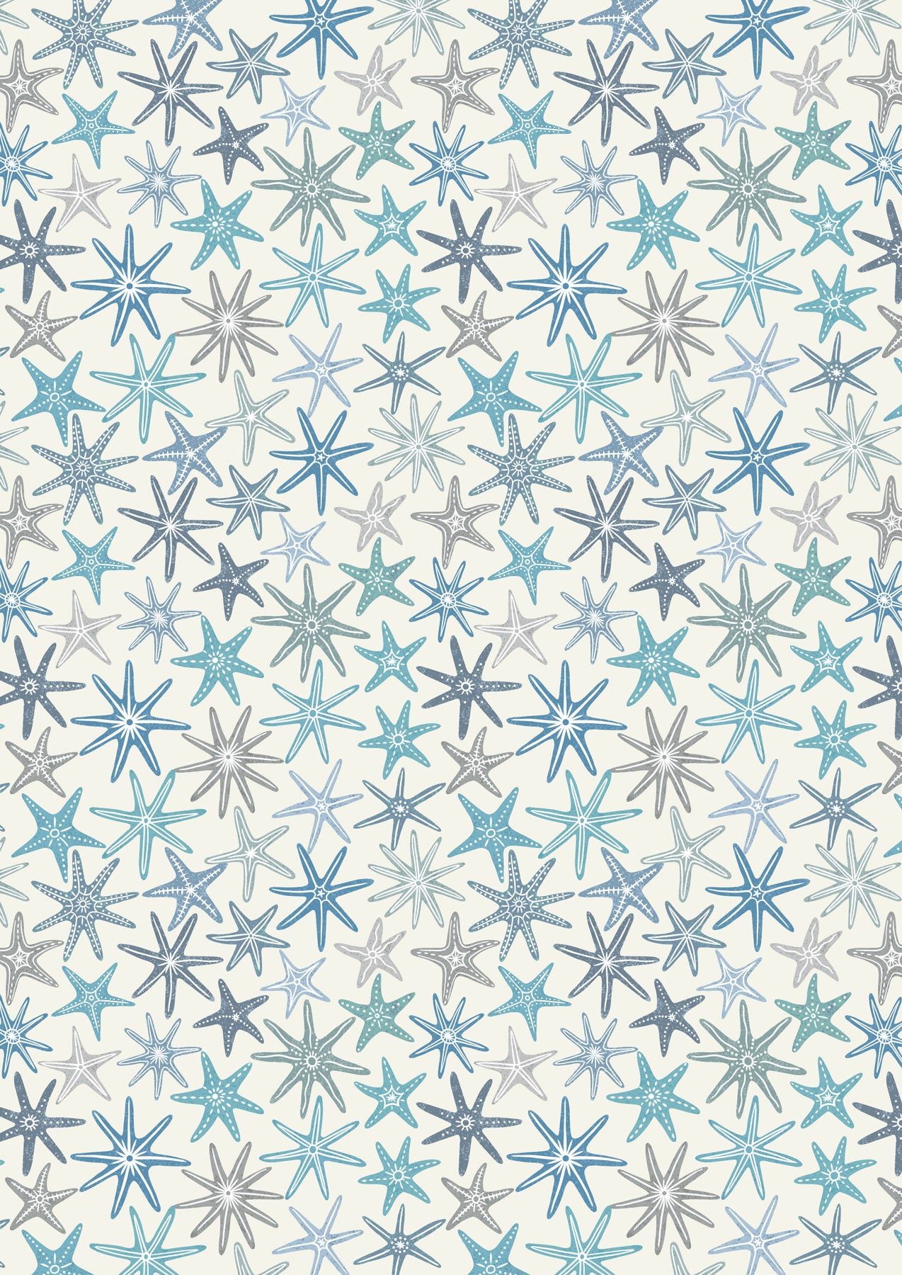 Lewis & Irene - Blue starfish on cream with pearl - Ocean Pearls