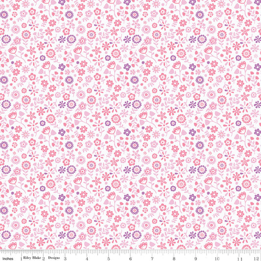 White Unicorn Kingdom Flowers - Riley Blake Fabric