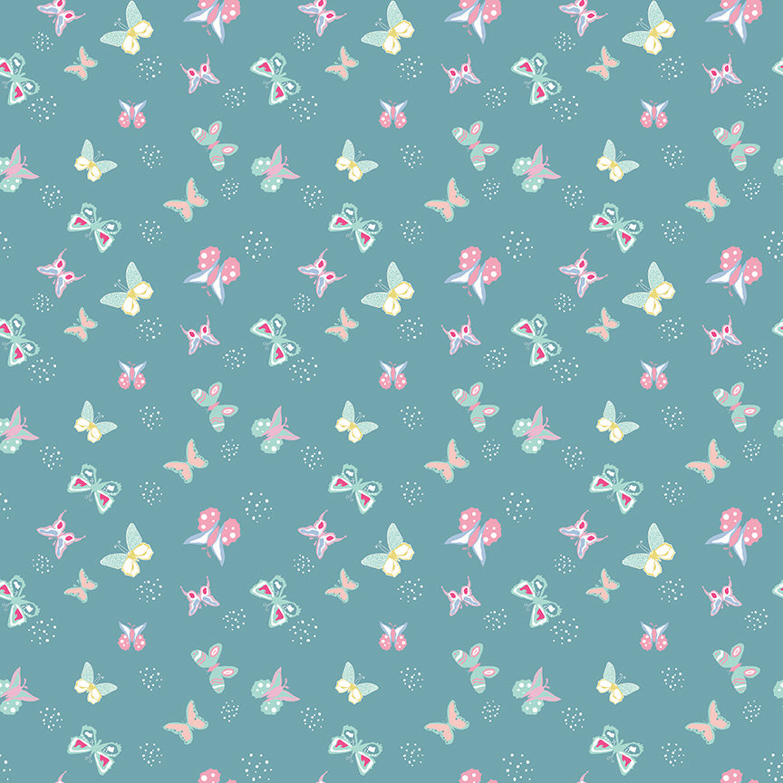 Poppy and Posey - Butterflies Teal - Riley Blake Designs