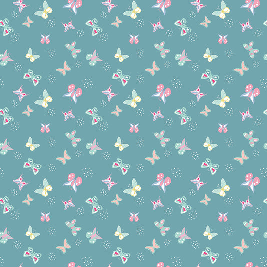 Poppy and Posey - Butterflies Teal - Riley Blake Designs