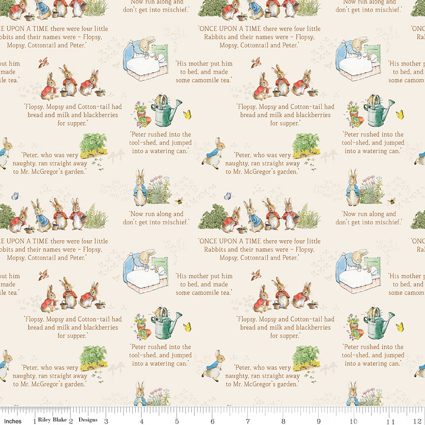 The Tale of Peter Rabbit - Texte crème - Riley Blake Designs