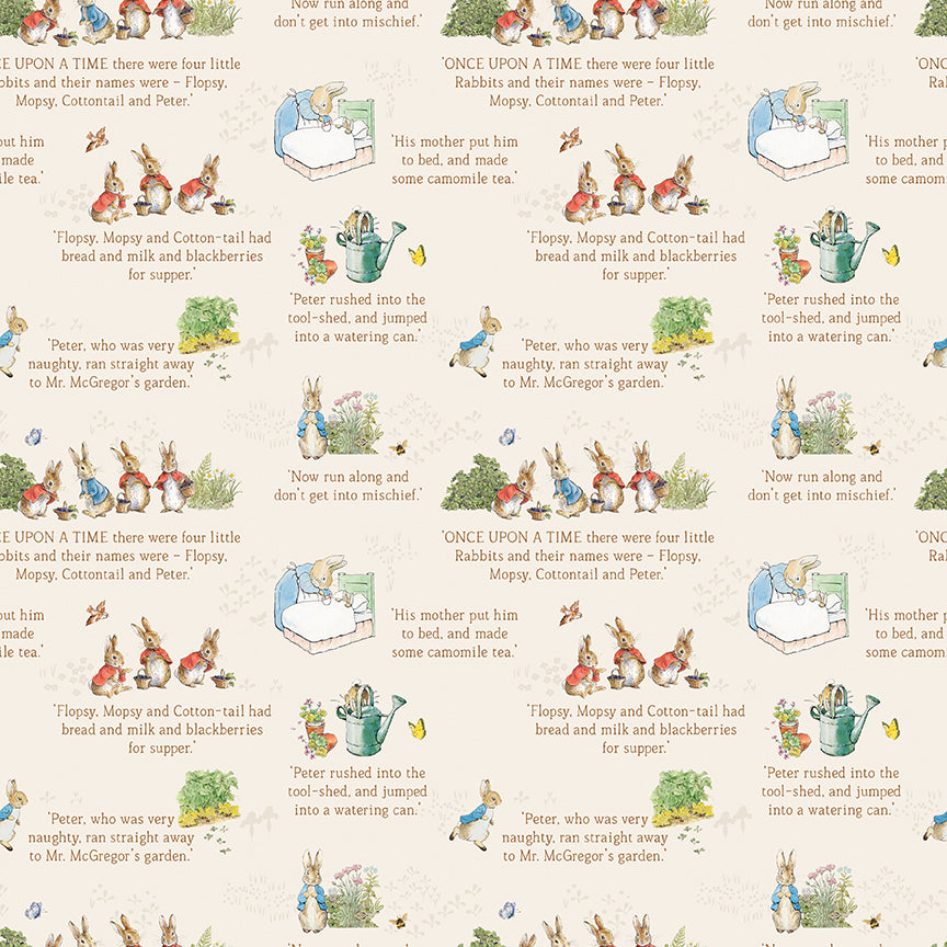 The Tale of Peter Rabbit - Texte crème - Riley Blake Designs