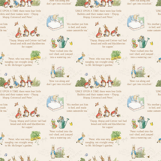 The Tale of Peter Rabbit - Texte crème - Riley Blake Designs