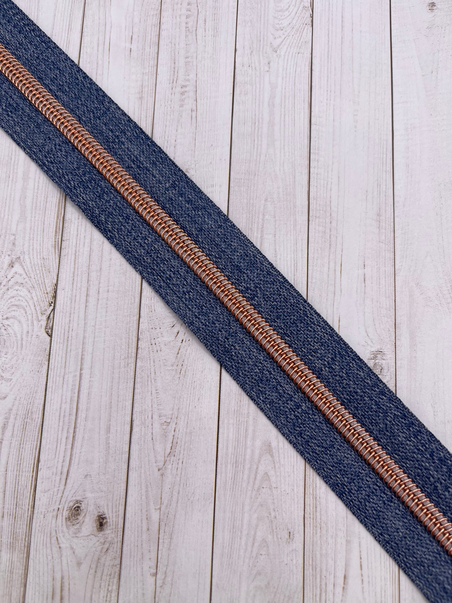 Denim - Rose Gold Zipper Tape # 5 Zipper (1 Meter)