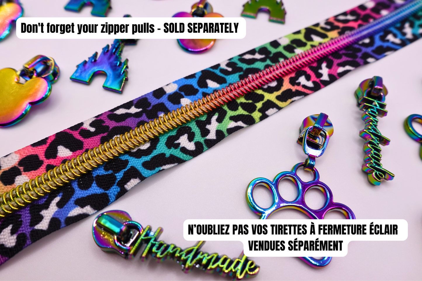 Rainbow Cheetah Zipper Tape #5 Zipper (1 Meter)