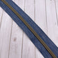 Denim - Antique Brass Zipper Tape # 5 Zipper (1 Meter)