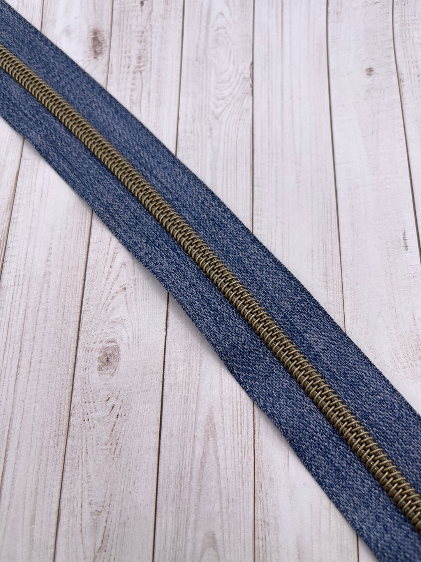 Denim - Antique Brass Zipper Tape # 5 Zipper (1 Meter)