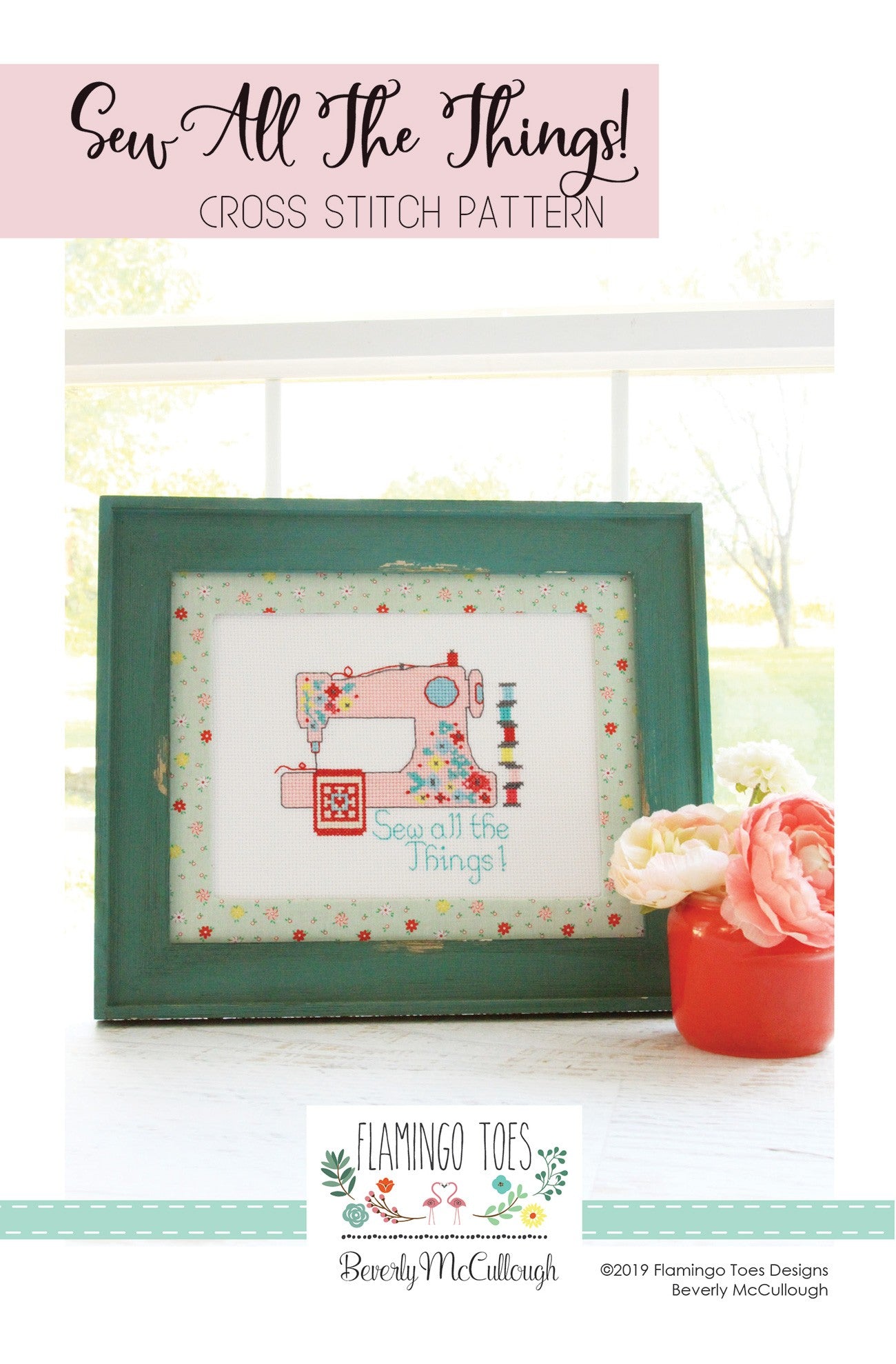 Sew All The Things Cross Stitch Pattern - Flamingo Toes