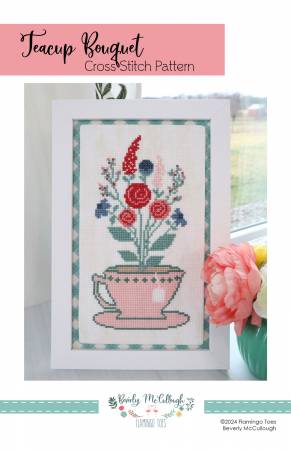 Teacup Bouquet Cross Stitch Paper Pattern - Flamingo Toes