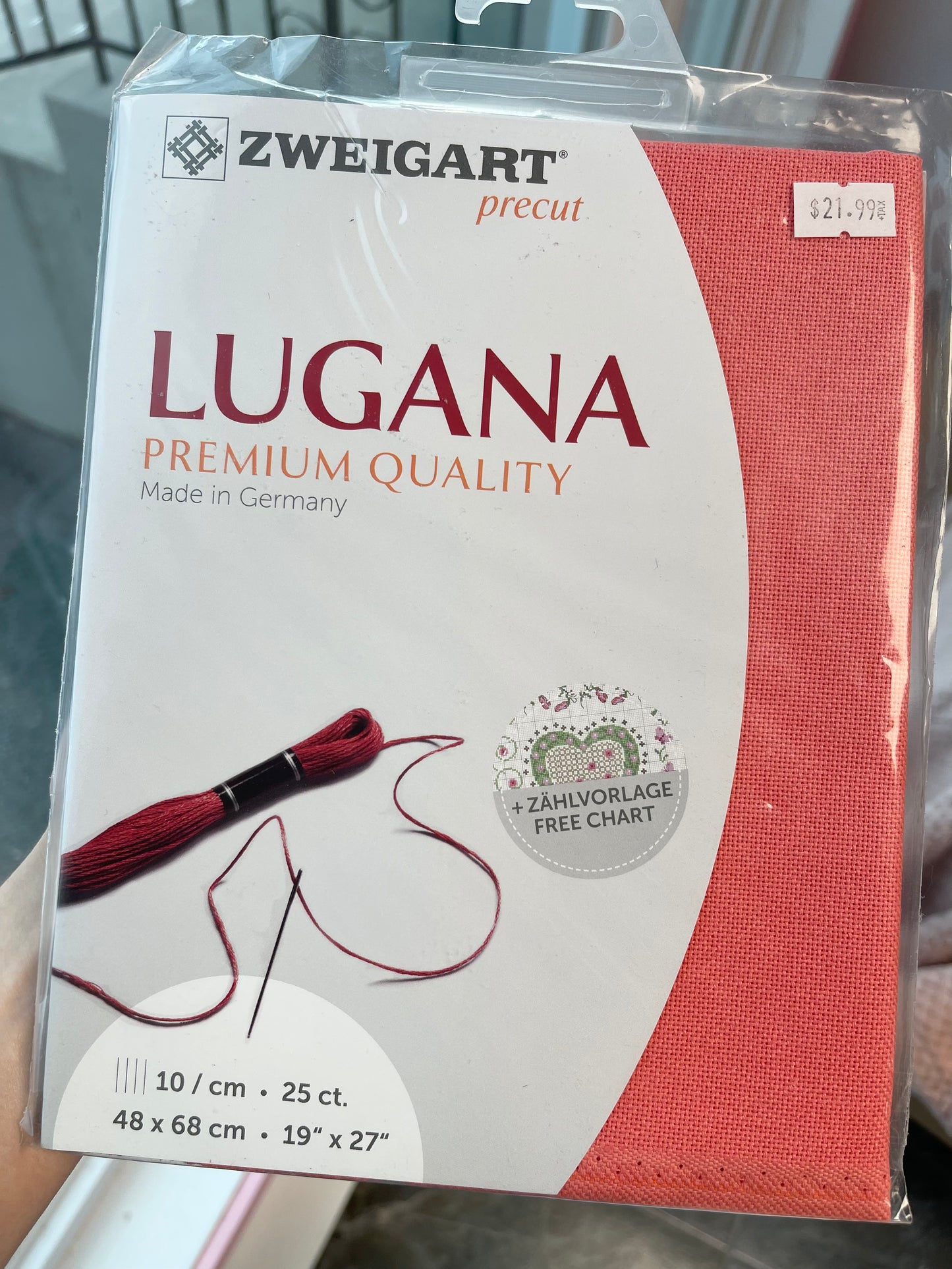 Zweigart Lugana 25 ct - 4018 Bright Coral