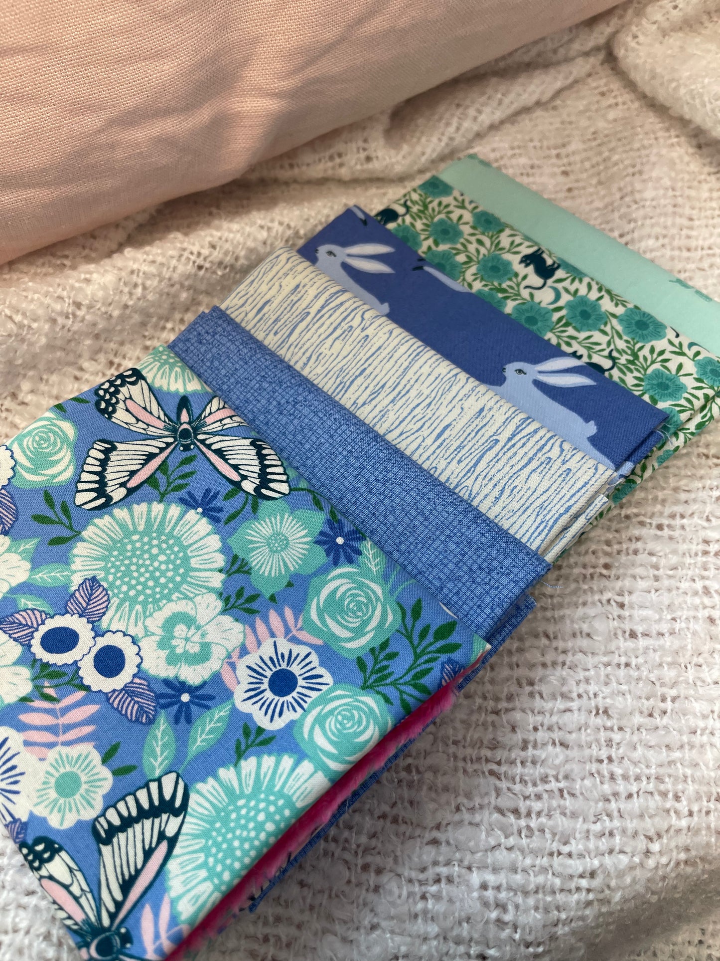 Bleus du jardin - Ensemble de 6 "Fat Quarter" 