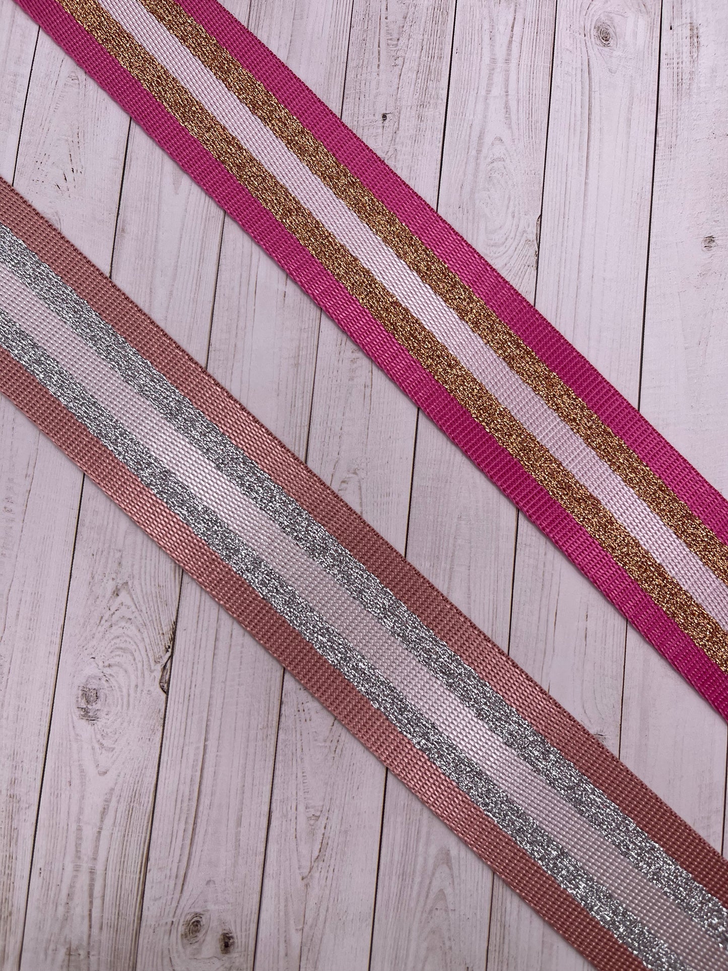 Pink Sparkly 1.5" Polyester Webbing