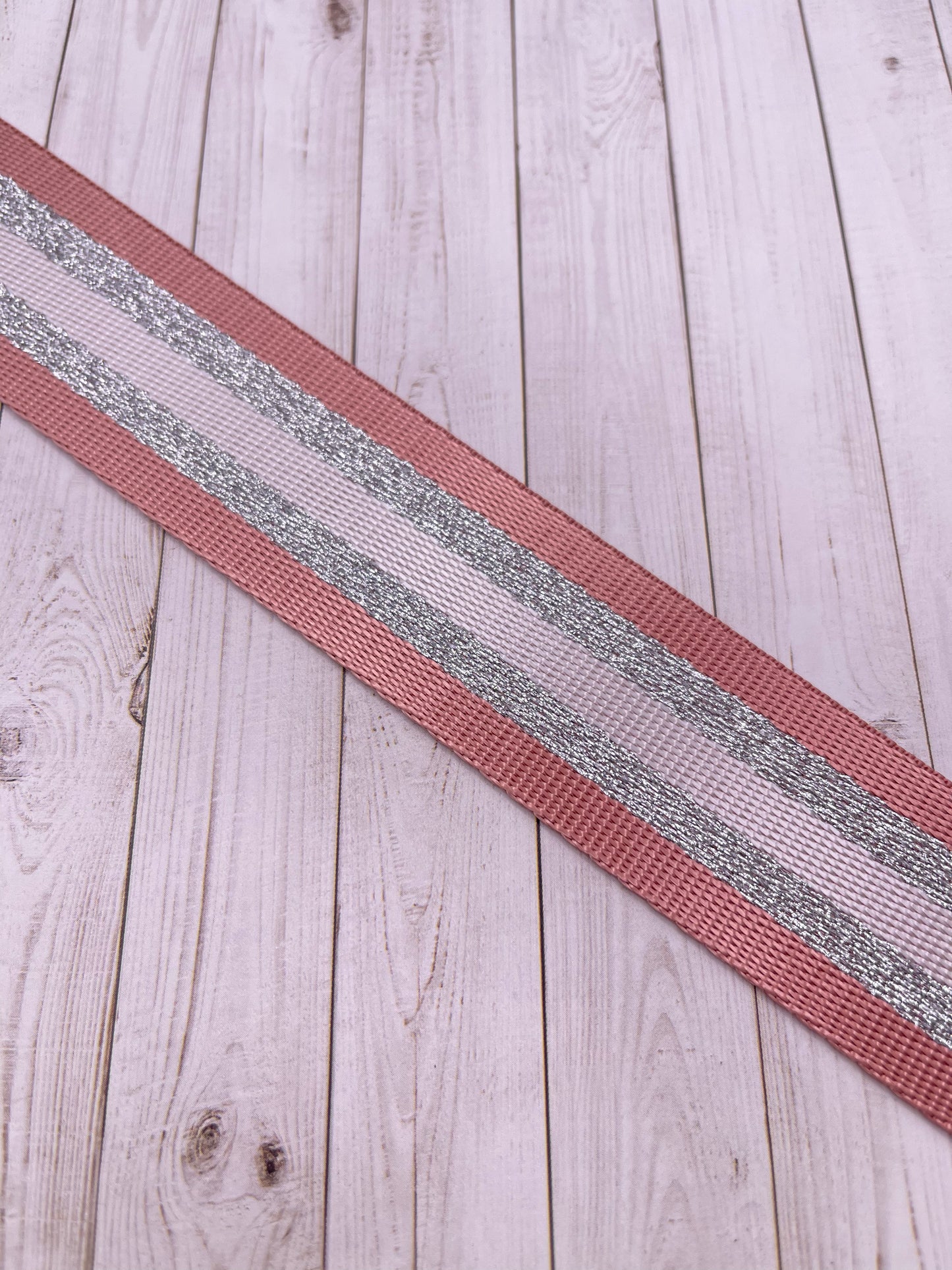 Pink Sparkly 1.5" Polyester Webbing