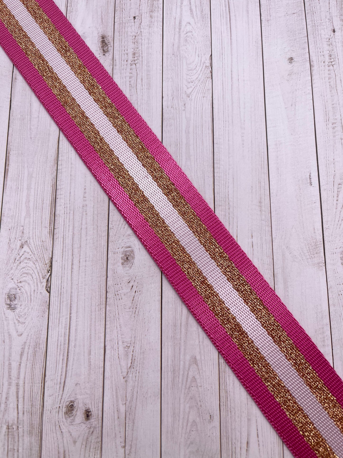 Pink Sparkly 1.5" Polyester Webbing