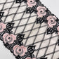 Black Pink Roses - 1 Meter Embroidered Tulle Lace