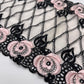 Black Pink Roses - 1 Meter Embroidered Tulle Lace