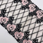 Black Pink Roses - 1 Meter Embroidered Tulle Lace