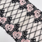 Black Pink Roses - 1 Meter Embroidered Tulle Lace