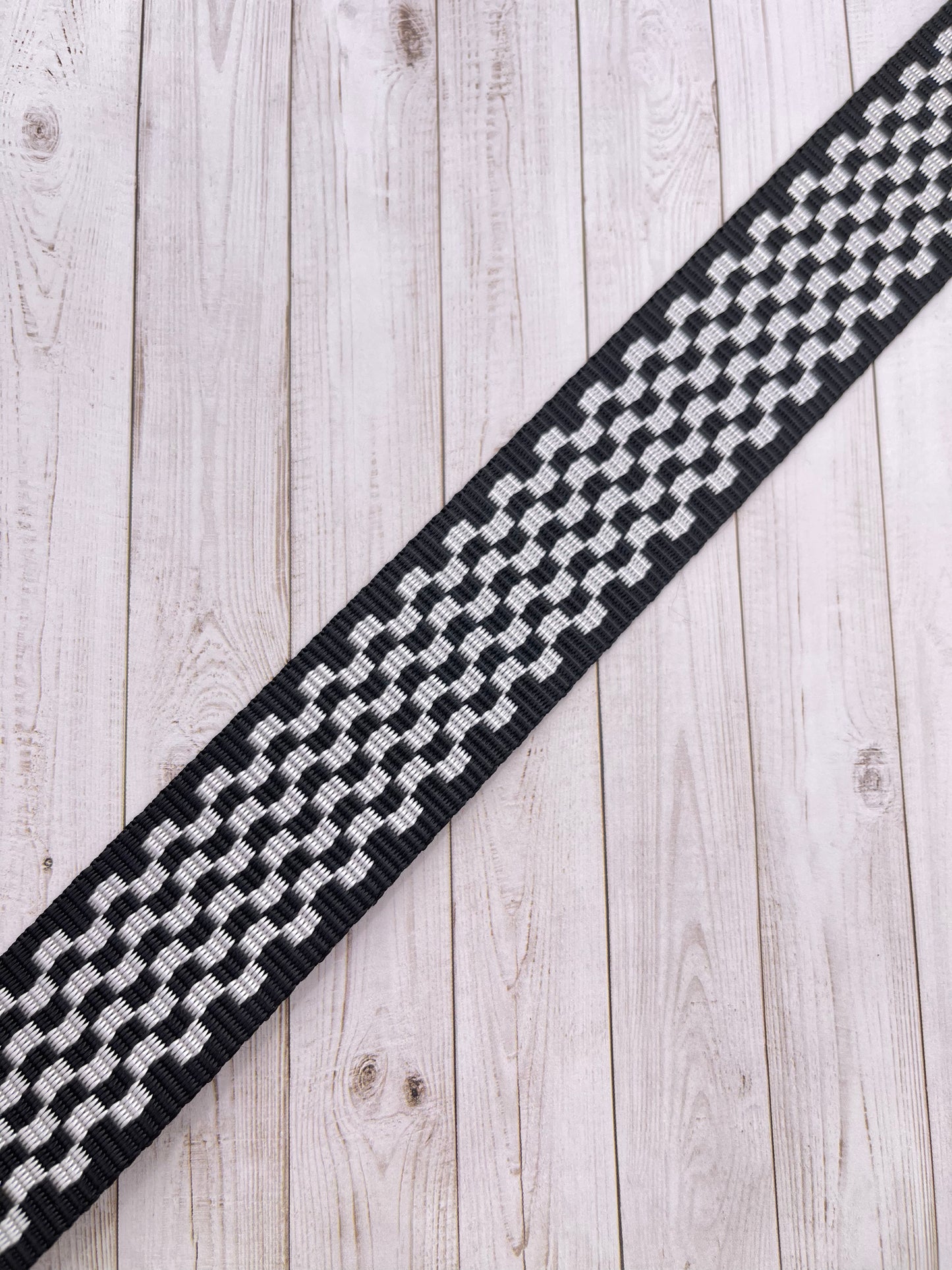 Black and White Checkerboard  1-1.5" Polyester Webbing