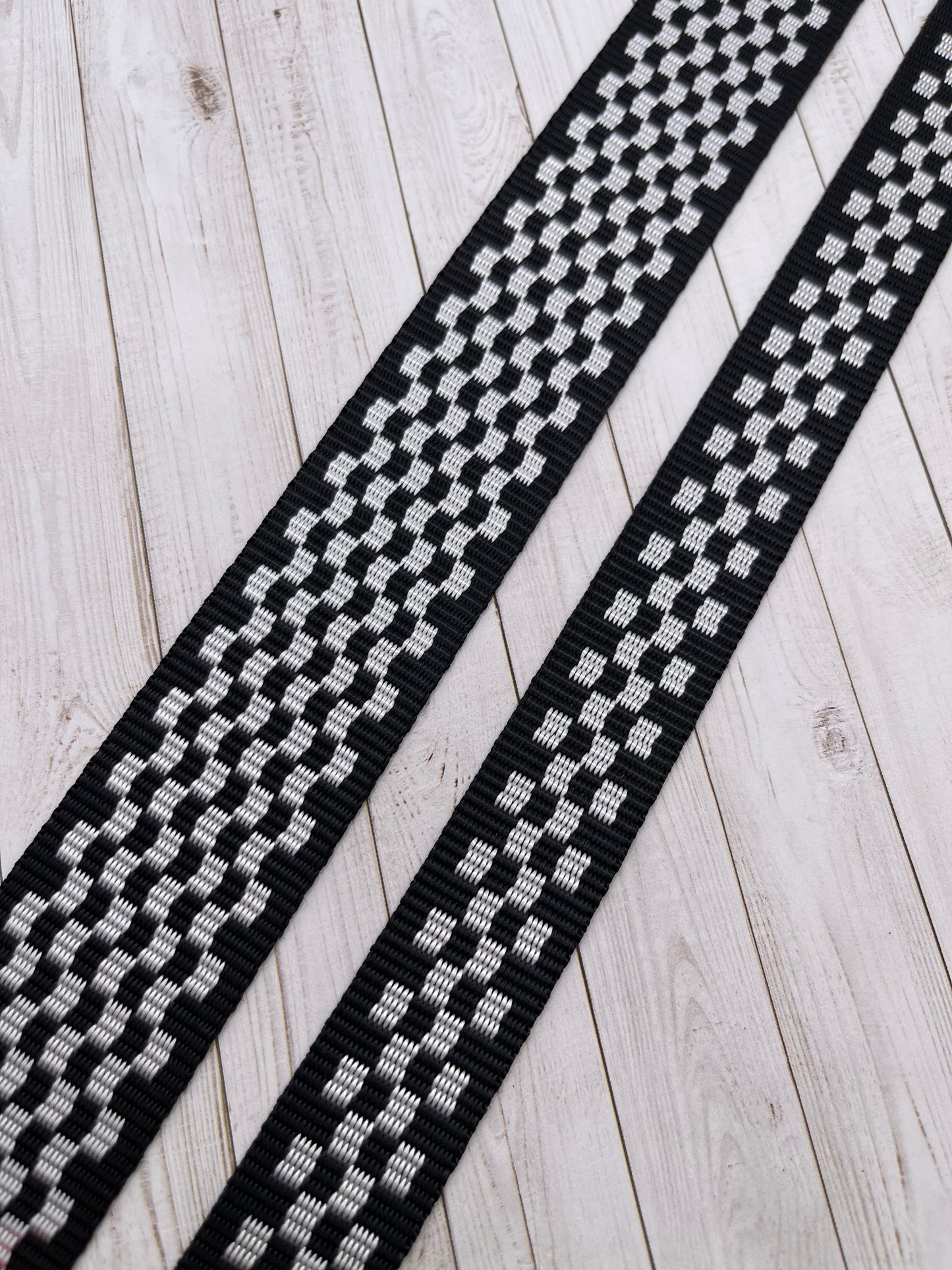 Black and White Checkerboard  1-1.5" Polyester Webbing