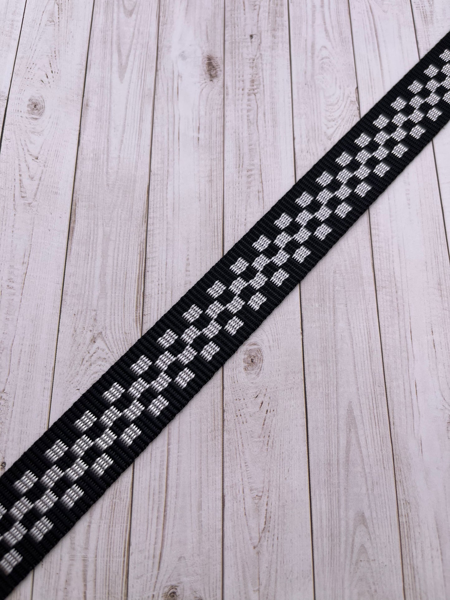 Black and White Checkerboard  1-1.5" Polyester Webbing