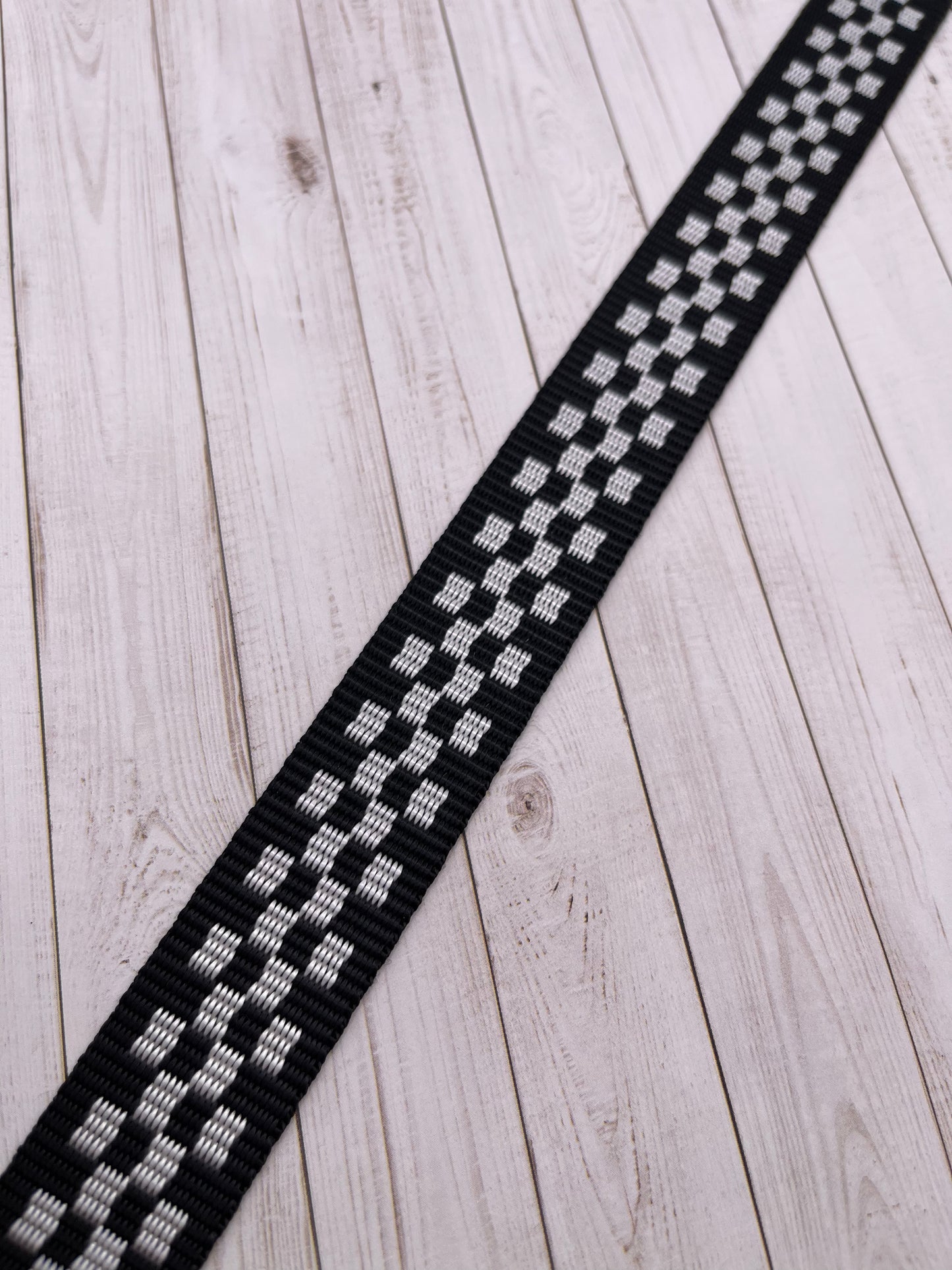 Black and White Checkerboard  1-1.5" Polyester Webbing