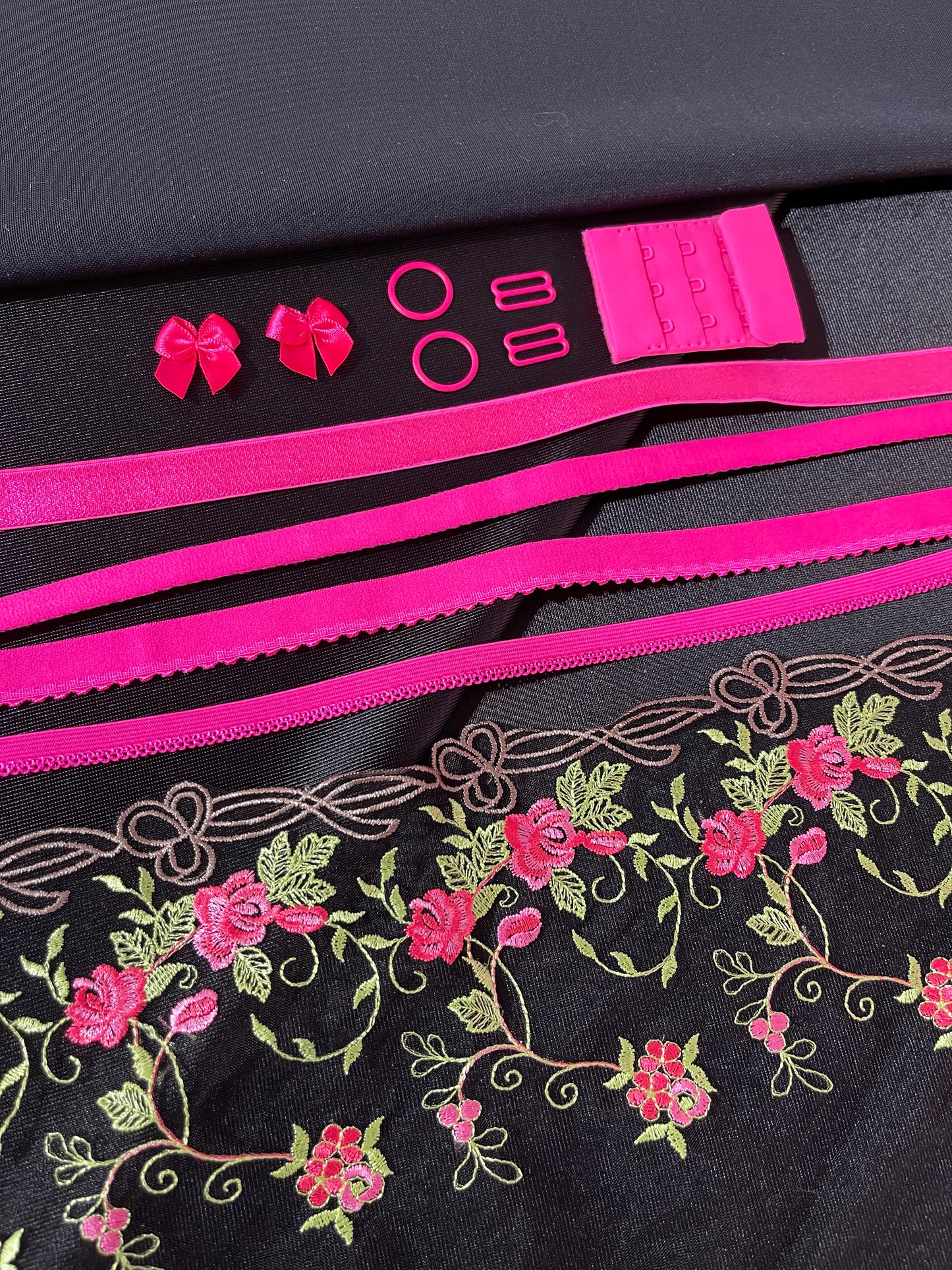 Bra Making Kit - Hot Pink Roses