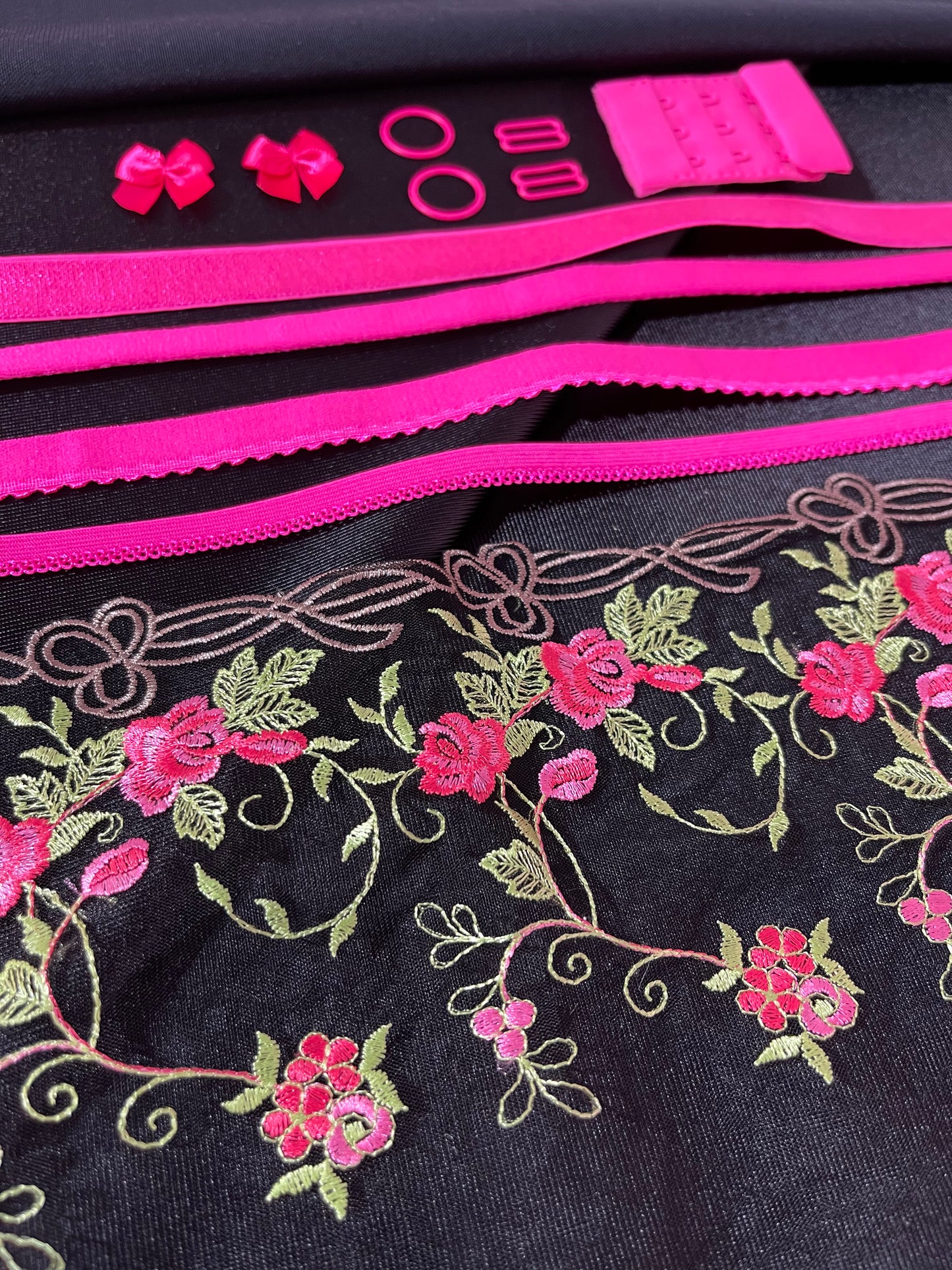 Bra Making Kit - Hot Pink Roses