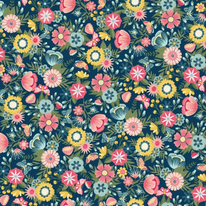 Vintage Flora - Main Dark Blue - Maywood Studio