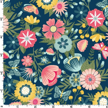 Vintage Flora - Main Dark Blue - Maywood Studio