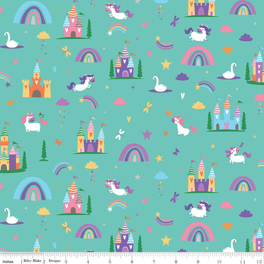 Teal Unicorn Kingdom Main - Riley Blake Designs