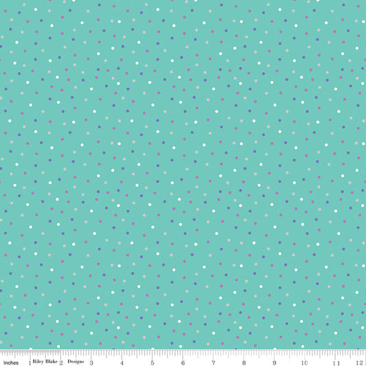 Teal Unicorn Kingdom Dots - Riley Blake Designs